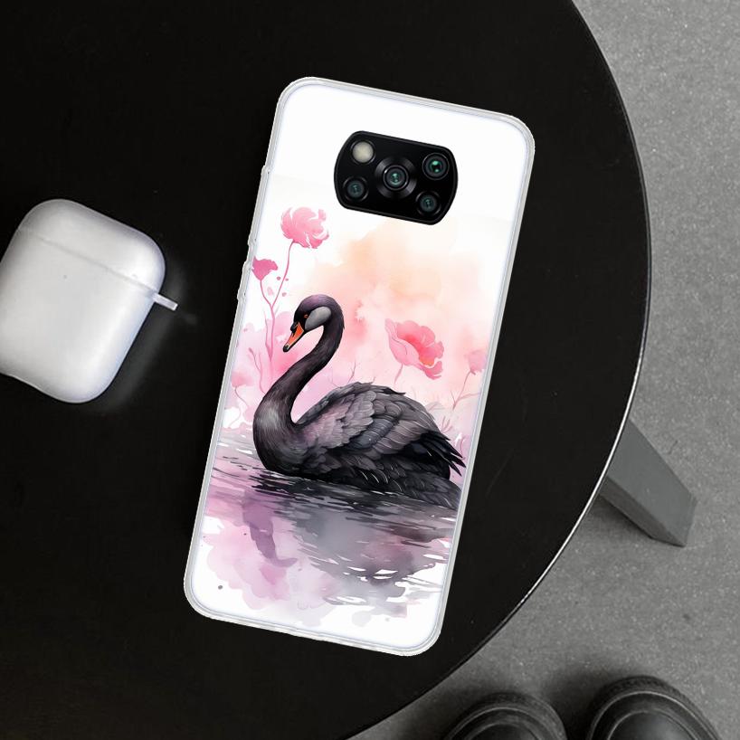 Black Swan Noble Phone Case Cover for Xiaomi Poco X6 X5 X7 Pro F7 Ultra Redmi 15C 15 13C 13 12C 12 10C 10 10A 9C 9A 9T 9 Coque P