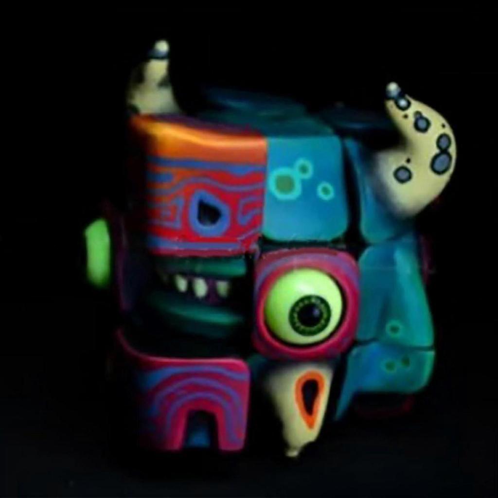 Monster Sculpture Cube Toy, Tabletop Sculpture, Creative Desk Decor