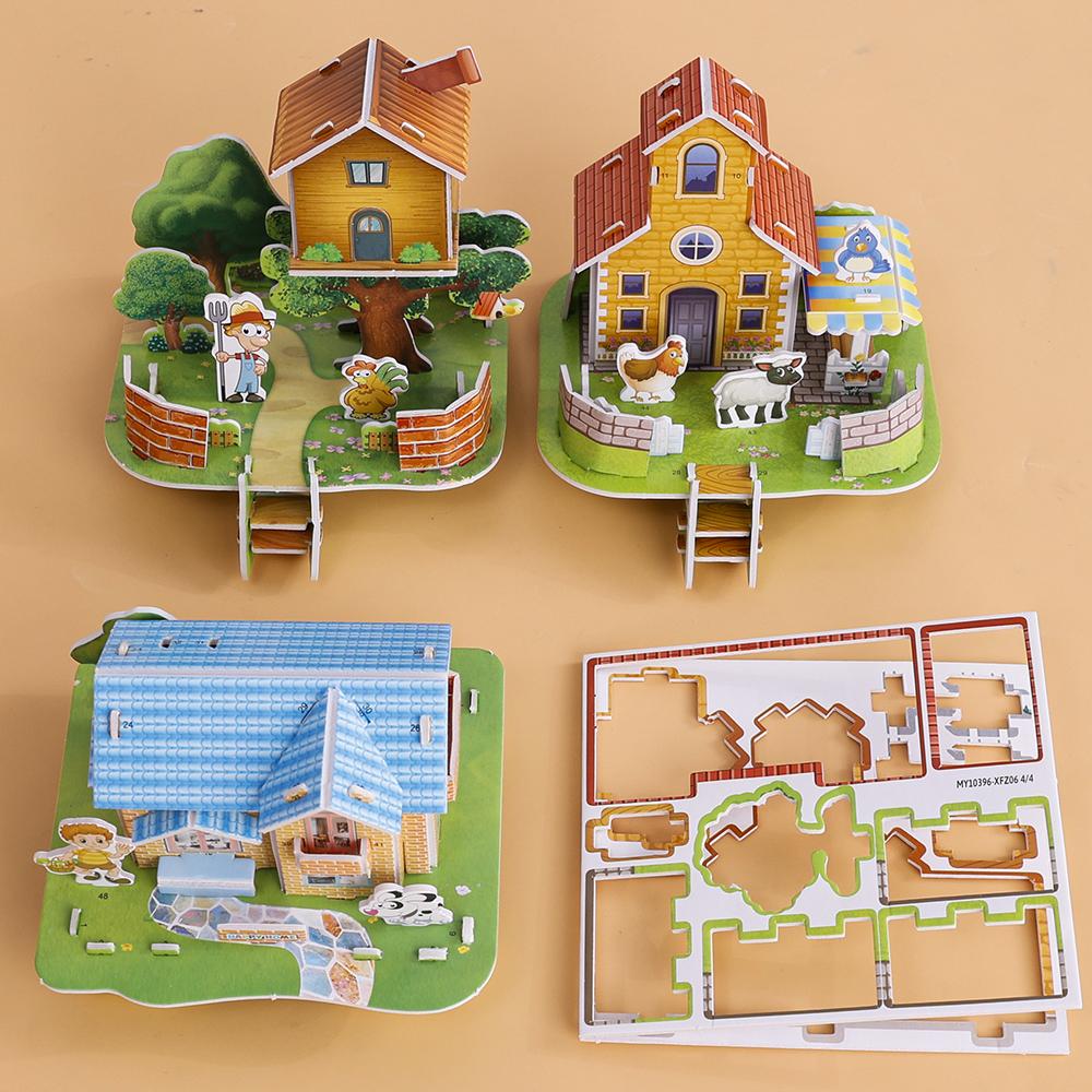 3D Three-dimensional Building Puzzle Model Toys DIY Handmade Paper Puzzle Building Blocks Educational Toy Gifts for Children