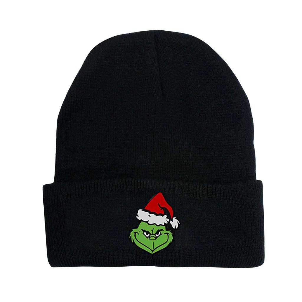 Christmas Geek New Line Velvet Hat Knitted Hat Winter Anti-freeze Sun Hat Printed Green Hat