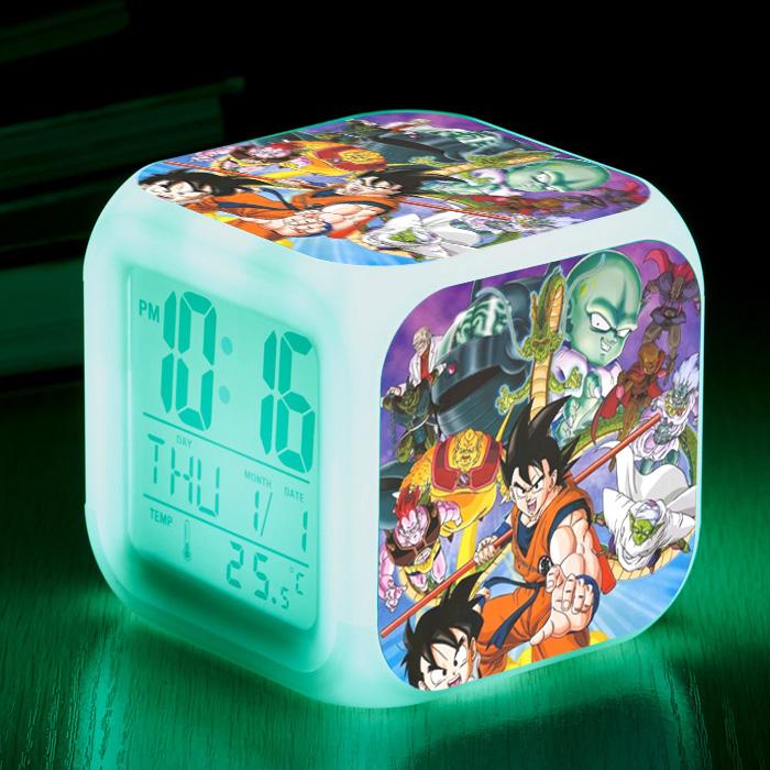 Аниме Dragon Ball Цифровые часы Сон Гоку Гохан Веджета Маджин Буу Броли Бульма Тракс Будильник Фигурка Детские Светящиеся Игрушки Кукла