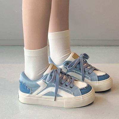 Весенние голубые женские парусиновые туфли Универсальные женские кеды Тренд Уличные Нескользящие Повседневные туфли Модные кроссовки в корейском стиле