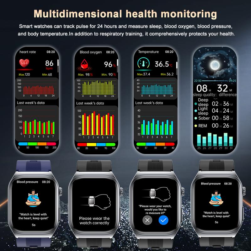 SACOSDING Новый 2,06-дюймовый AMOLED HD-экран Воздушный насос + Баллон Точный тест на истинное артериальное давление Фитнес-трекер Мониторинг ЭКГ BT Call NFC Умные часы