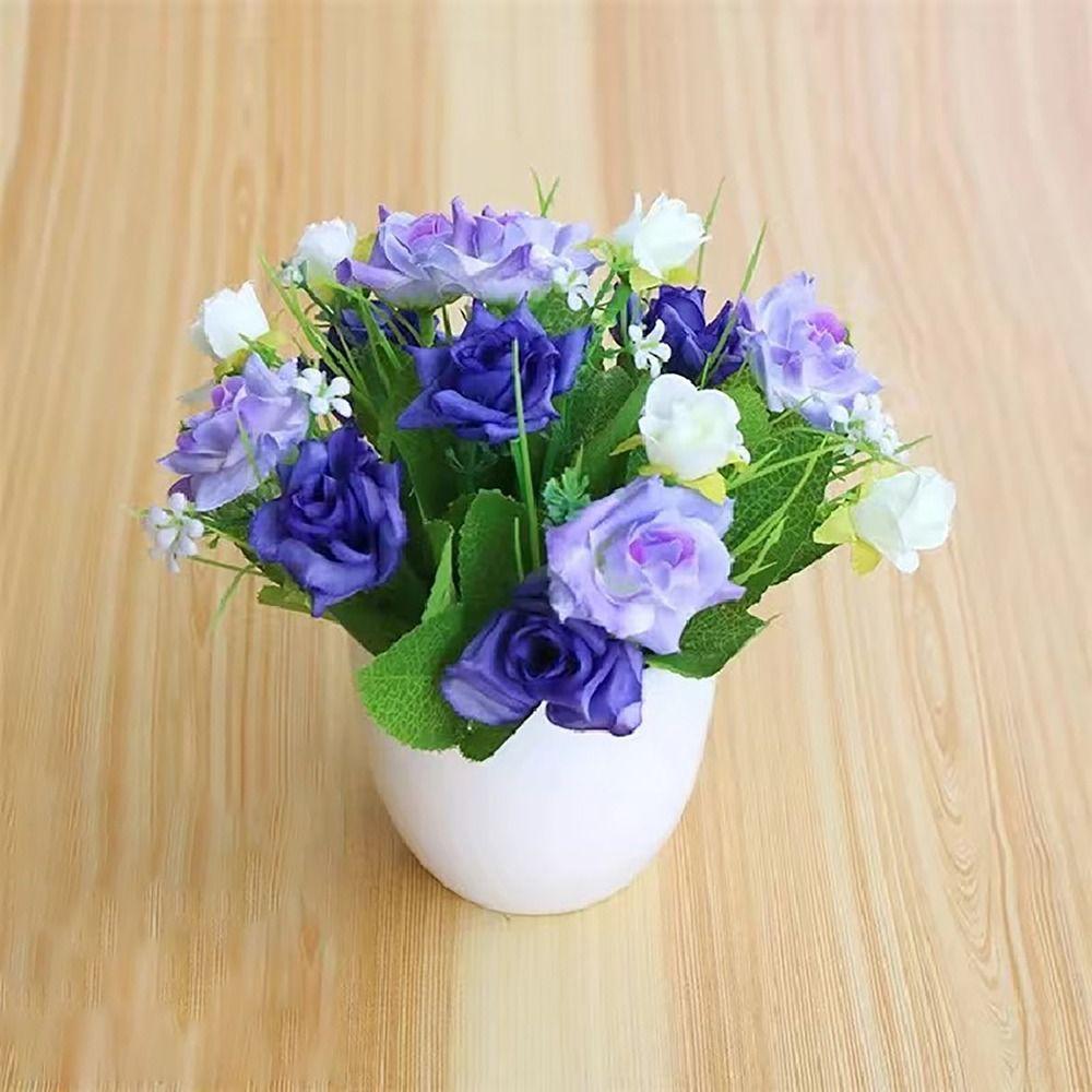 Flower Arrangement Faux Rose Flowers Plastic Garden Artificial Plant Home Indoor Decor
