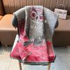 Autumn and Winter Design Sense Thickened Imitation Cashmere Warm Shawl with Female Cartoon Owl Oil Painting Style Scarf