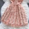 Women's Summer Pink Sweet Dress Mesh Party Mini Cute Dresses