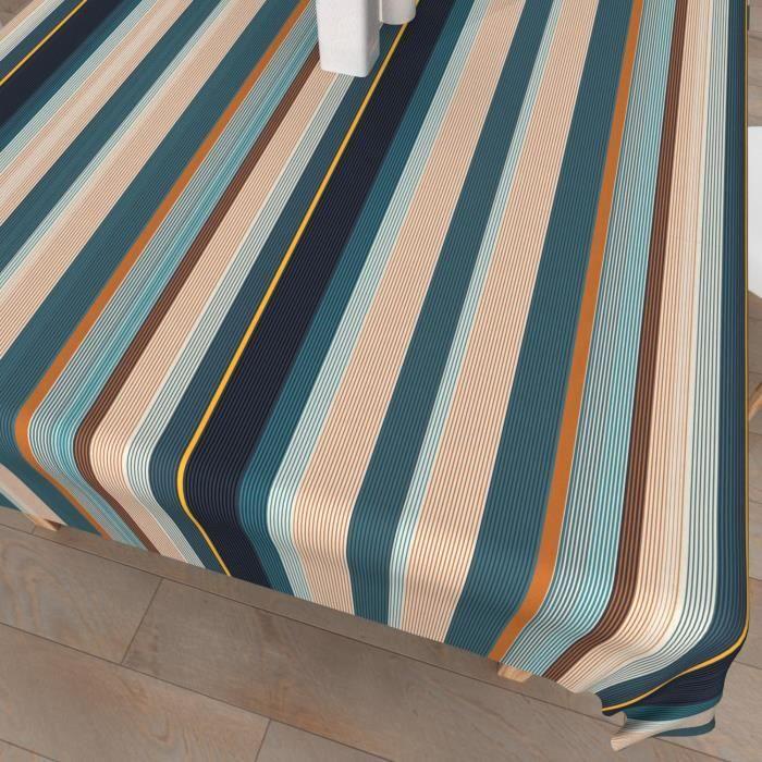 Stain-resistant Printed Tablecloth, Rectangle, 140x200 Cm, BAYADERES Blue, by Soleil d'Ocre