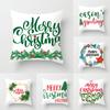 Merry Christmas Printed White Pillowcase Christmas Style Cushion Cover Home Sofa Decor Throw Pillow Cover