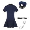 Womens Halloween Policewoman Cosplay Dress Hat Waist Belt Manacles 4-Piece Dirty Cop Costumes