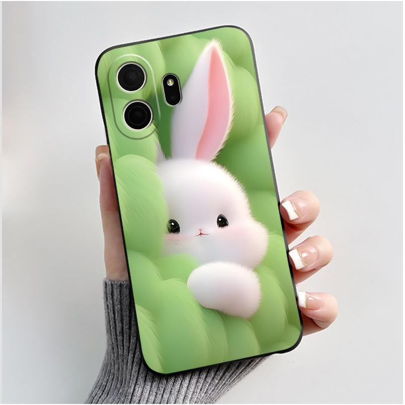 Для чехла TCL NxtPaper 70 Pro Роскошный Милый Кролик с Сердечком Забавный Мягкий Черный ТПУ Силиконовый Чехол для Телефона Для TCL NxtPaper70 Pro Задняя Крышка