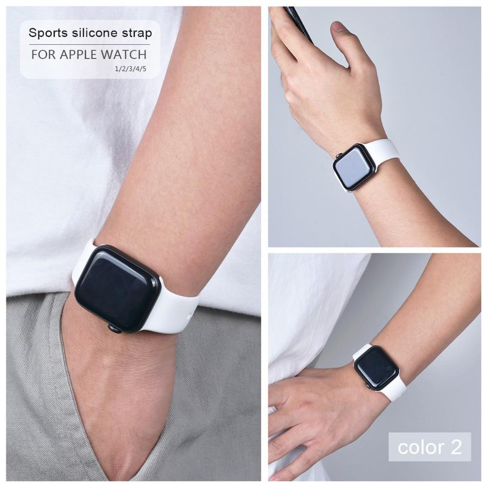 Мягкий силиконовый спортивный ремешок для Apple Watch 6 SE 5 4 3 2 1 38 мм 42 мм резиновый ремешок для часов для Iwatch series 5 4 40 мм 44 мм