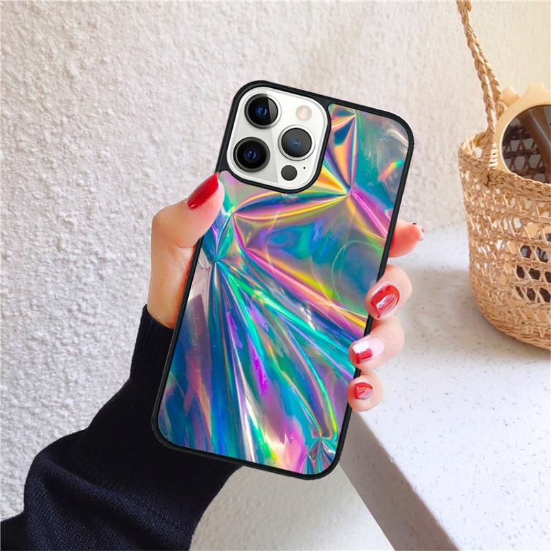 Голографический Доппивый Триповый Принт Чехол для Телефона для iPhone 17 Air 16 Coque 15 14 12 13 PLUS 11 PRO MAX Задняя Крышка Fundas