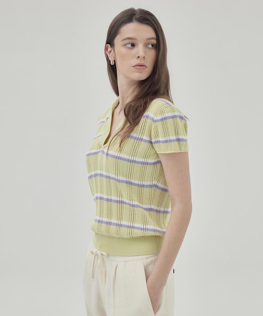 THEKNITCOMPANY Поло в полоску Orea - Цвет Collada Green