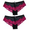 2 шт. женские сексуальные кружевные лоскутные прозрачные эластичные трусы с бантом и низкой талией, трусики