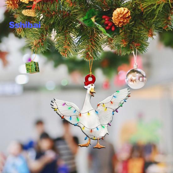 Рождественские подвесные украшения в виде животных Коза Утка Кошка Панда Корова Акриловый многоразовый праздничный декор Рождественская елка Орнамент Подвеска Праздничные принадлежности Подарок