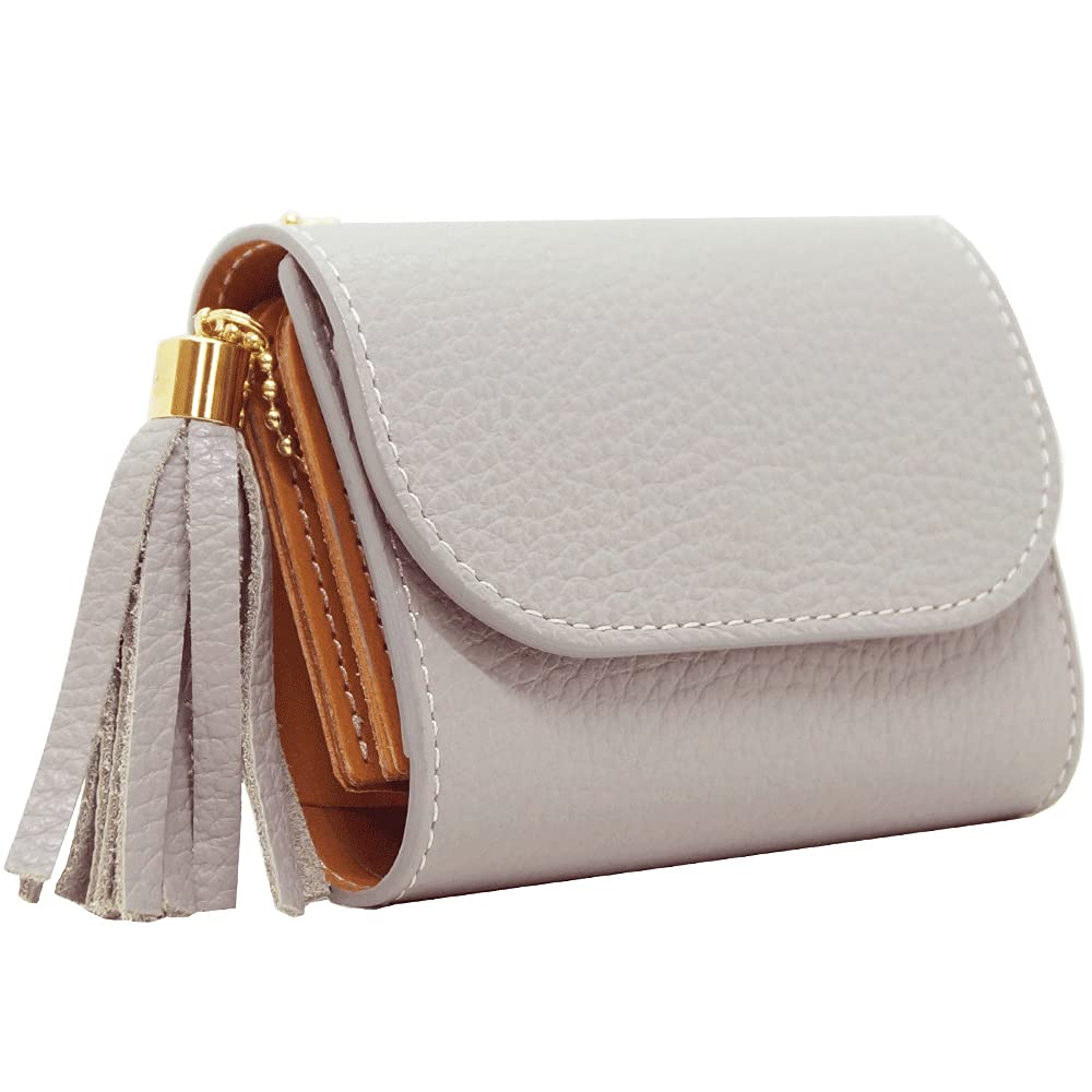 Kotocal Mini Genuine Italian Bills Will Not Small Gray [COTOCUL] Wallet, Leather, Leather, Fold, Bifold, Wallet, Women's, Men's (Gray),