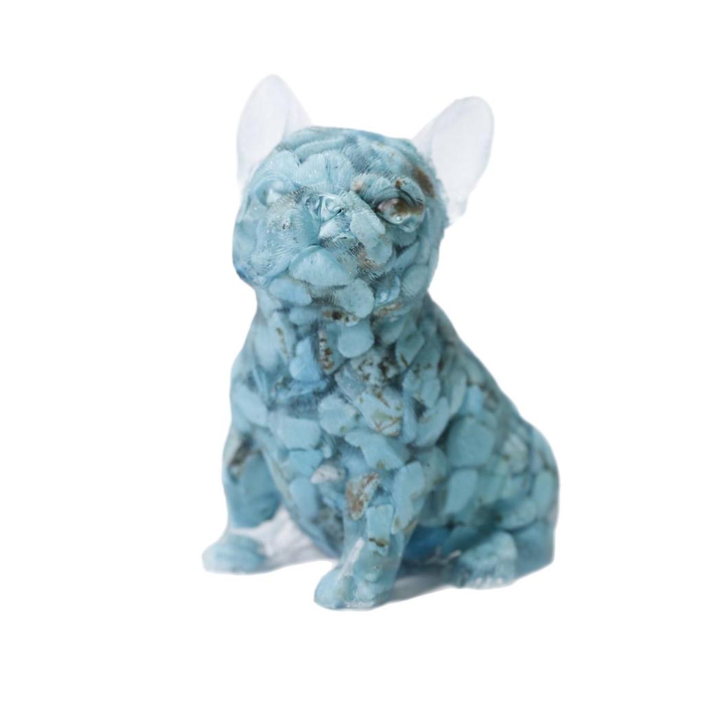 Charming Wangcai French Bulldog Figurine: Crystal Chip Stone Resin Craft