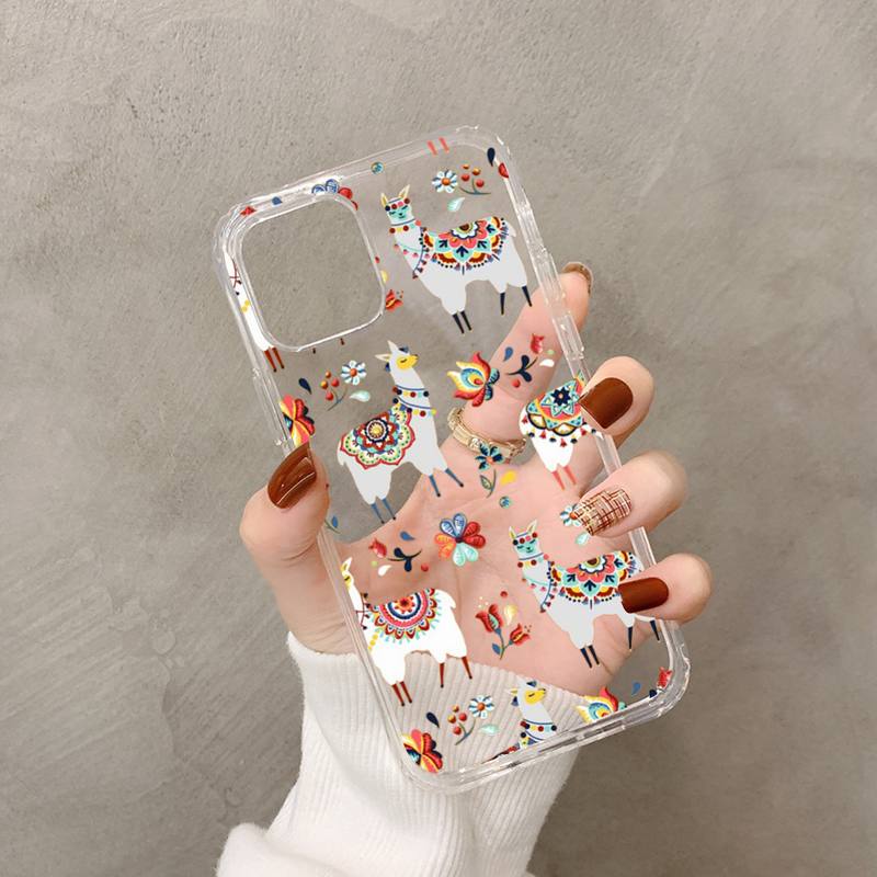 Kawaii милый лама альпака животные мультфильм красочный чехол для телефона для iphone 13 11 12 pro XS MAX 8 7 6 6S Plus X 5S SE 2020 XR чехол