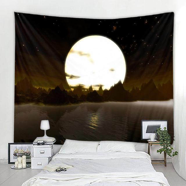 Ocean Moon Natural Scenery Decorative Tapestry Bohemian Hippie Wall Decorative Tapestry Home Decorative Tapestry Tapestry