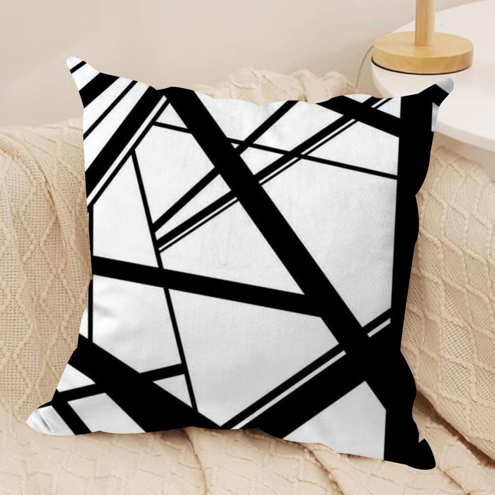Van H-Halen Cushion Cover Silky Short Plush Double-Sided Printed Pillow Case for Sofa All Seasons Home Decor Gift