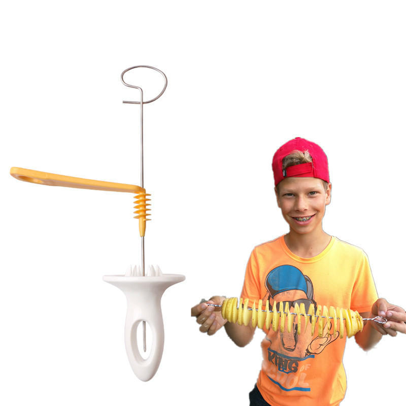 Вращающийся ломтерезка для картофеля из нержавеющей стали + пластика, спиральный резак для картофеля, сделай сам, руководство, креатив HD