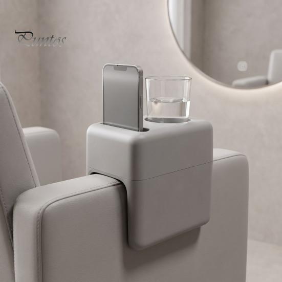 Hairdresser Chair Cup Holder Salon Armrest Tray, Hair Storage Organizer with Phone/Cup Holder, Plastic Portable Tray Beauty Side Table for Customer