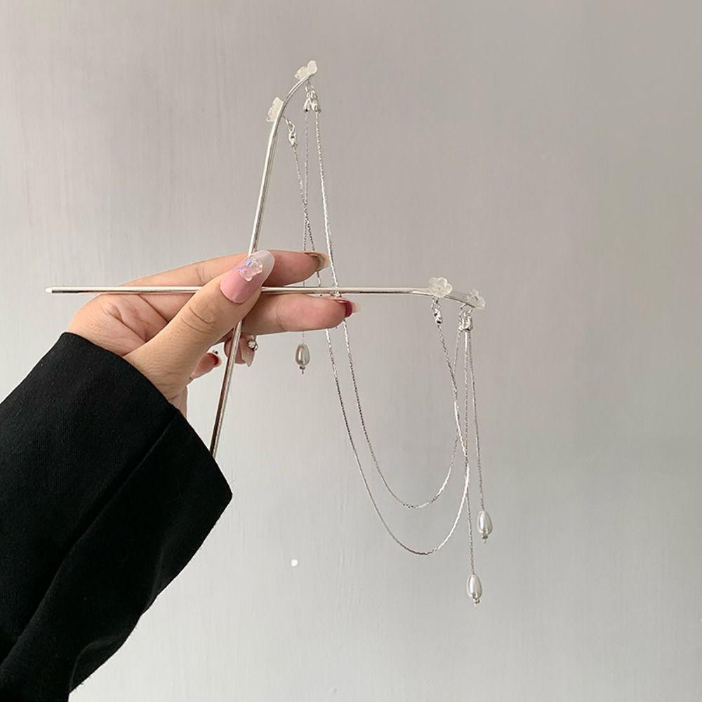 Головной убор Вставка для волос веер Заколки для волос в китайском стиле Двойная кисточка для волос Вилка для волос Аксессуары для волос