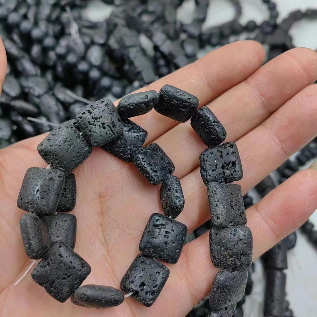 Украшения из бусин из вулканического камня: Круглые, Квадратные, Абакус, Прямоугольные бусины для самостоятельного изготовления браслетов и ожерелий.