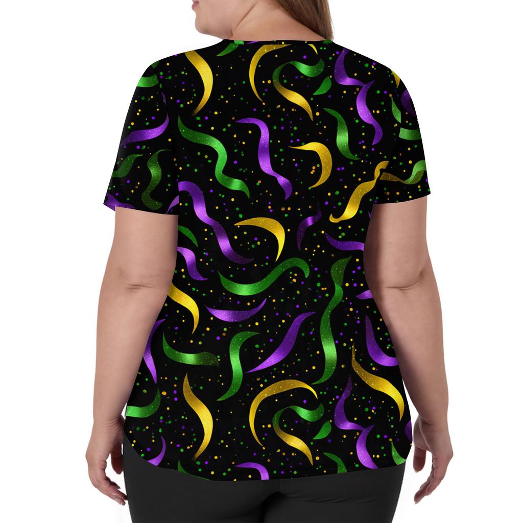 Женская мода V-образный вырез короткий рукав комбинезон с карманами принт топы одежда