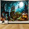 Home Decor Tapestry Halloween Pumpkin Lantern Wall Hanging Tapestry Boho Hippie Magic Castle Wall Decor Backdrop Fabric