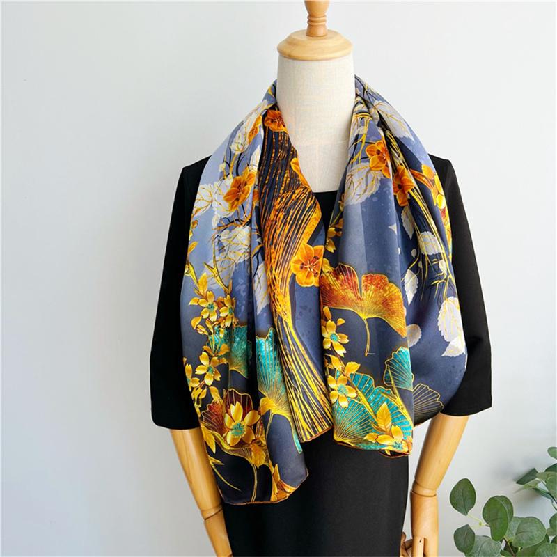110*110 Cm Square Silk Scarf Women's Fashion Printed Small Neck Scarf Office Women's Hair Belt Folar Handkerchief Women's Handkerchief Shawl Scarf
