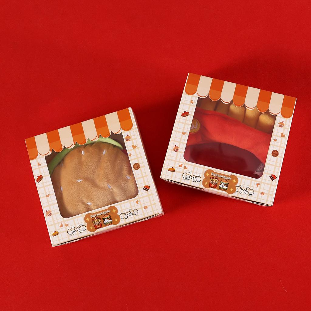 Плюшевая шапка-гамбургер для питомца для защиты ушей и головы, смешная шляпа на Хэллоуин для маленьких собак, кошек, теплая зимняя шапка