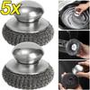 5/1Pcs Kitchen Stainless Steel Pot Brush with Handles Dishwashing Wire Ball Heavy Duty Scrubber Home Pot Pan Cleaning Tool