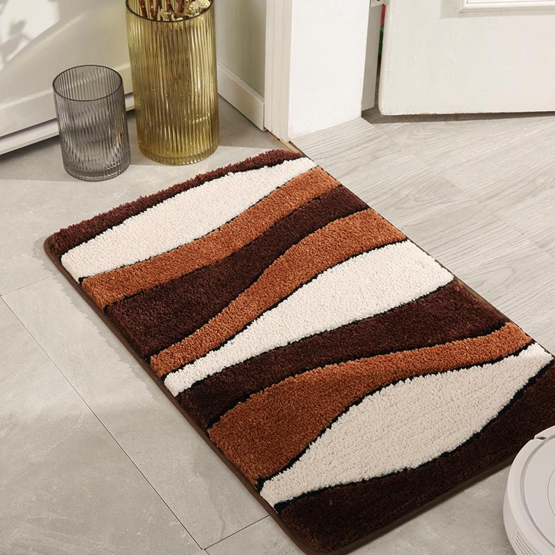Modern Minimalist Striped Bathroom Rug Entrance Hall Bathroom, Water Absorbing Cooling Foot Mat, Home Decoration