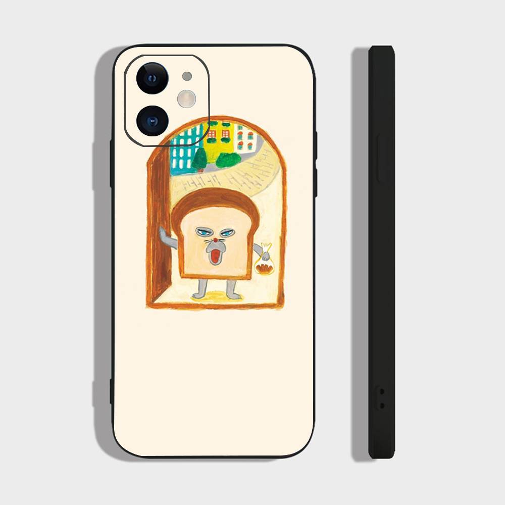 Чехол для телефона P-Picture Book Bread для IPhone 17 Air 16 15 14 13 Pro Max 11 12 Черный силиконовый чехол