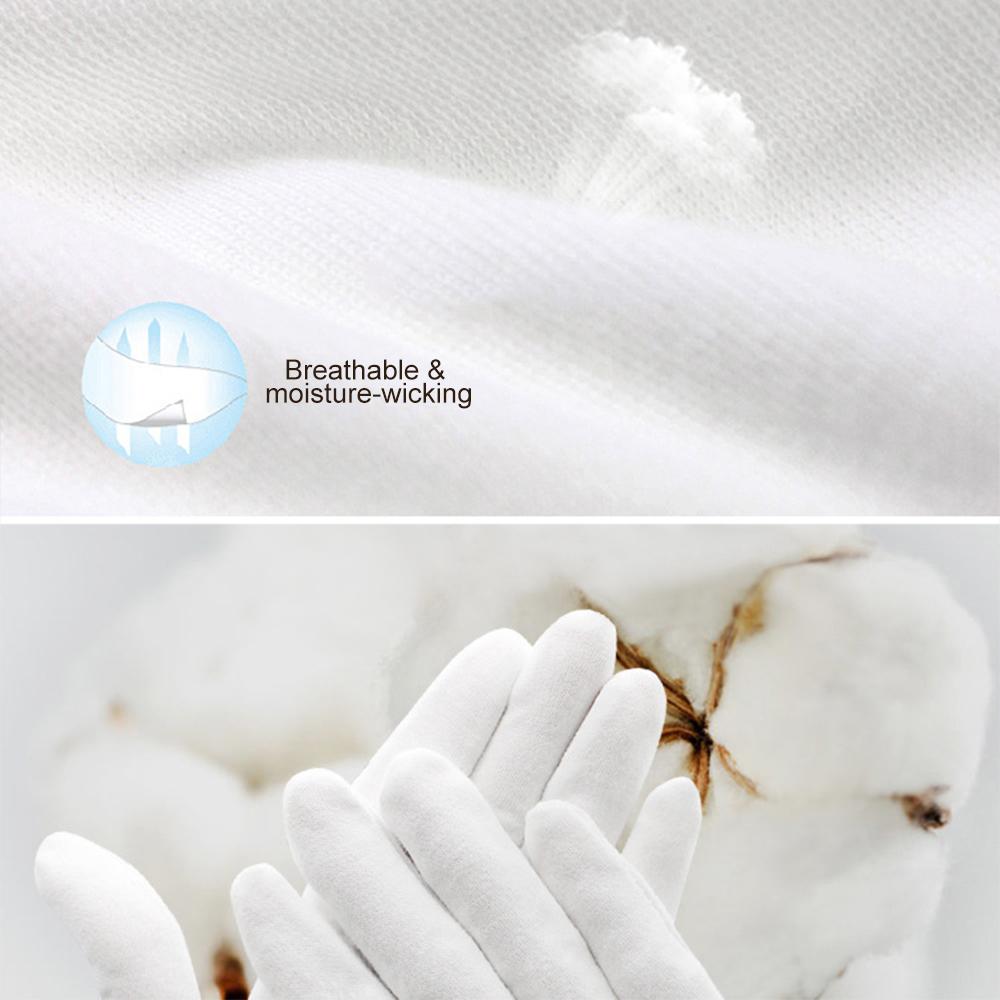 12 Pairs Cotton Gloves Breathable Soft Skin Friendly Work Cosmetic Moisturizing Jewelry Inspection Gloves