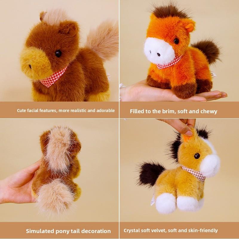 Милый клетчатый шарф Пони Плюшевая игрушка Кукла Настольное украшение Орнамент Для детей и Детский подарок