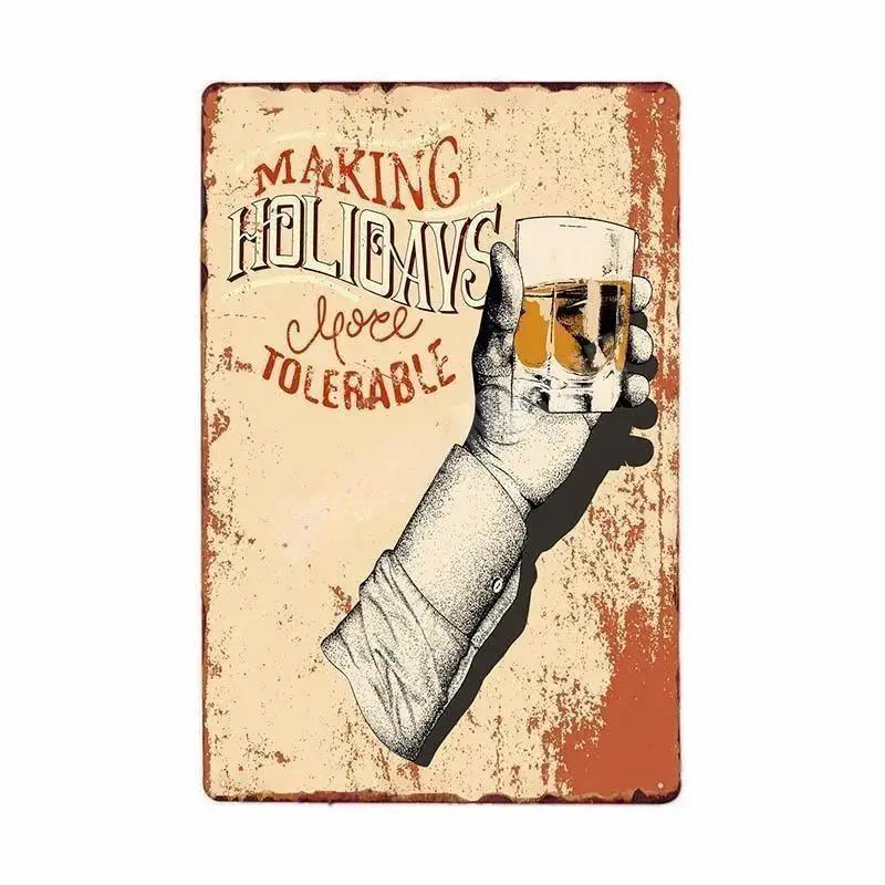 Cold Beer Rhum Vintage Metal Sign Tin Decor Plaque Decor Pub Cafe Brewery Wine Rum Wall Art Posters Metal Signs Decorative Plate