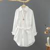 Модная и повседневная белая рубашка с длинным рукавом для женщин свободного кроя, дизайна и универсальности