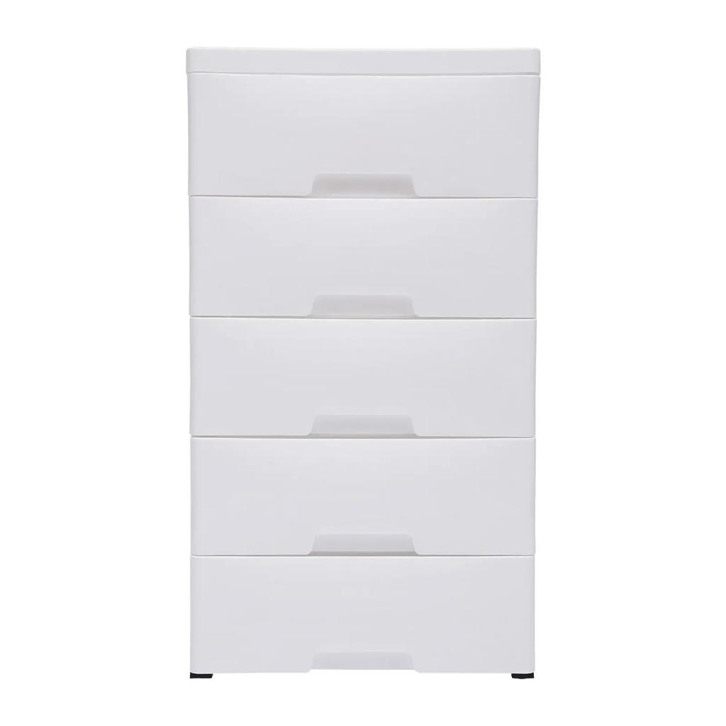Plastic Drawers Dresser for Bedroom Storage Cabinet with 5 Drawers Craft Organizers and Storage for Playroom, Kitchen (White)