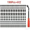 Uiz 6 Sizes of Buckle Universal Fasteners Clip Plastic Rivet Clips Push In Screw Car 190PCS