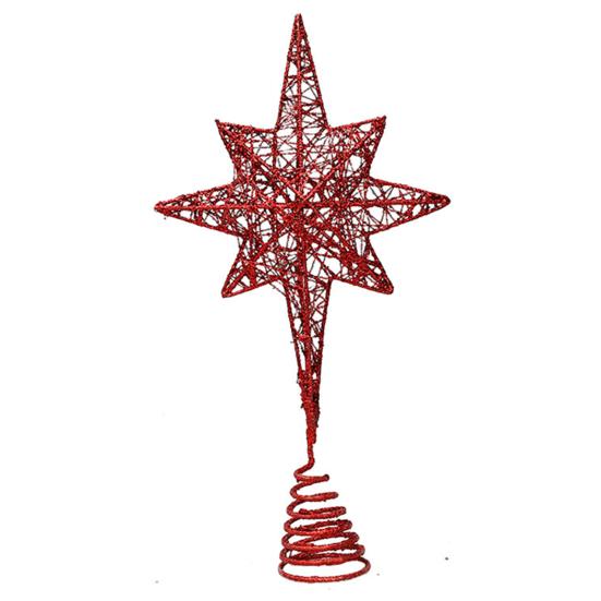 Christmas Tree Top Rustproof Design Star Sparkling Bright Color Hollow-out 3D Christmas Tree Top Ornament