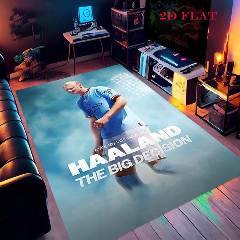 Erling Haaland Force Poster Carpet Rug for Living Room Bedroom Home Sofa Decoration,Kids play Nonslip Floor Mat