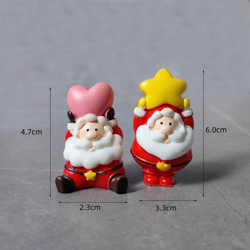 2pc Santa Claus Snowman Home Christmas Decoration Resin Craft Miniature Figure Tiny Bonsai Microlandscape Fairy Garden Decor
