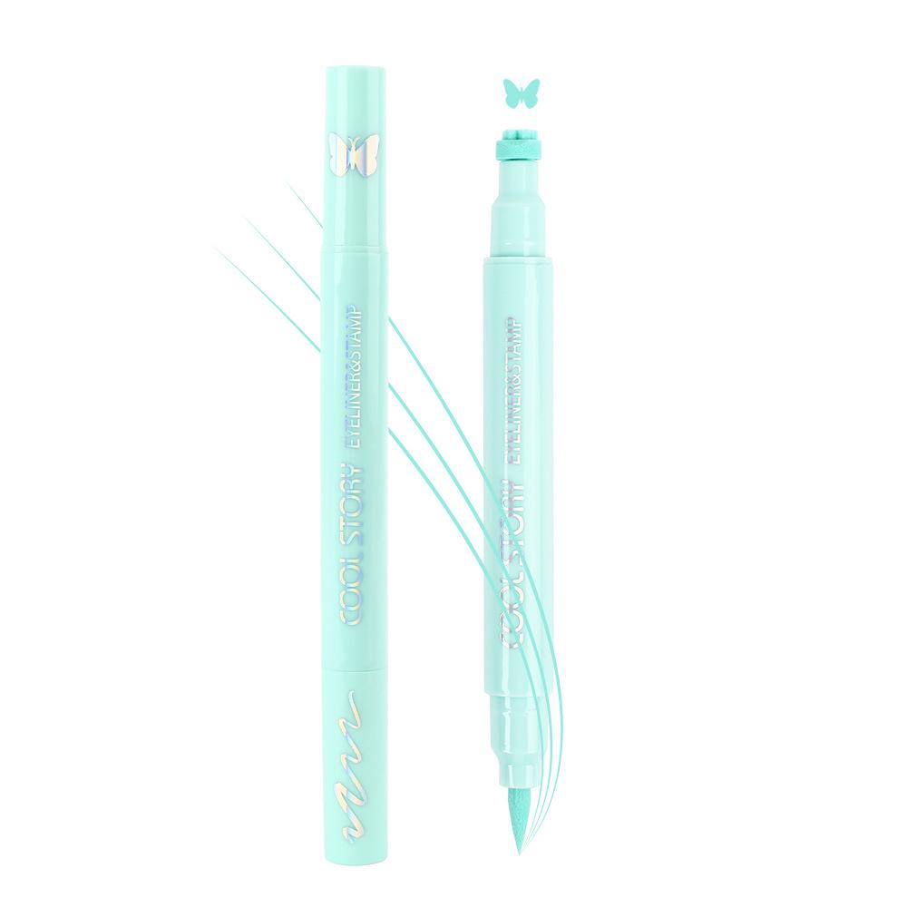 Матовый двусторонний лайнер для глаз: Жидкая ручка 2-в-1 с штампом-точкой, Стойкая, Быстросохнущая, Водостойкая, Не размазывающаяся