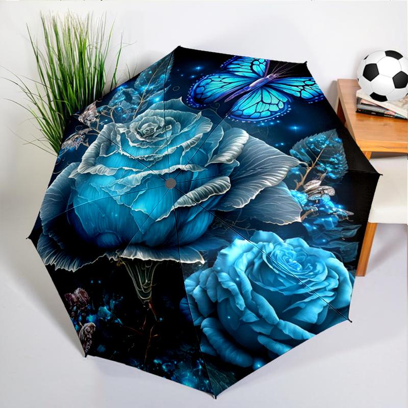 Luxurious Rose Peony Umbrella Automatic Open/close, Sturdy Iron Frame & 8-Rib Struct, Umbrella for Women & Men, Christmas Gifts