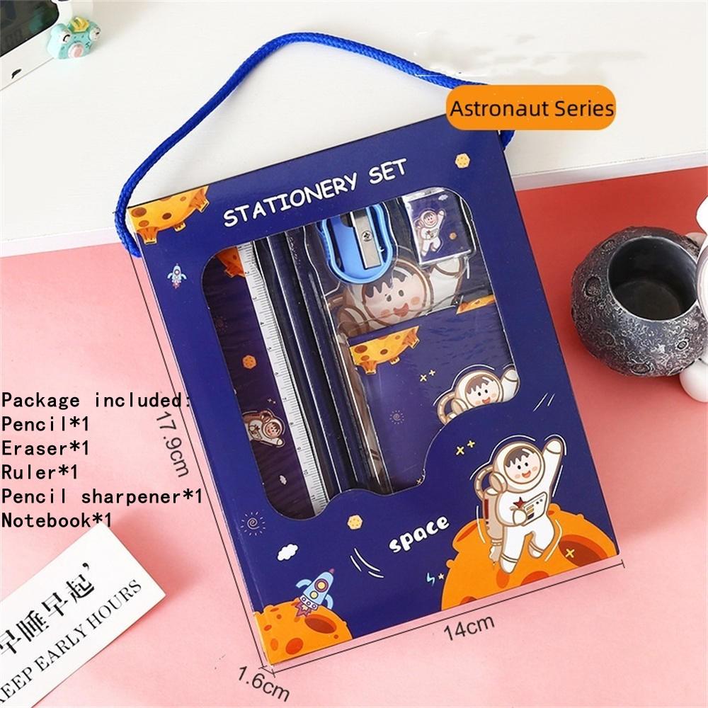 Portable 6-in-1 Stationery Set Cartoon Rabbit Bear Student Stationery Bag Pencil Eraser Sharpener Kindergarten School Supplies