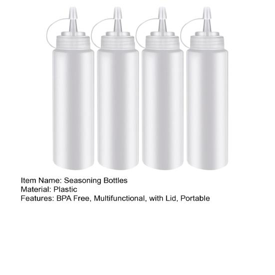 4 шт., кухонные пластиковые бутылки для дозирования приправ с крышкой, многофункциональная бутылка для выдавливания пигмента, 250 мл, бутылки для выдавливания приправ без BPA для