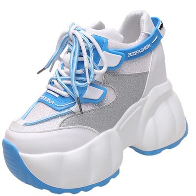 Мода 2024 Zapatillas Mujer Новые женские блестящие массивные кроссовки дышащая спортивная обувь на платформе женская повседневная обувь на шнуровке с толстой подошвой