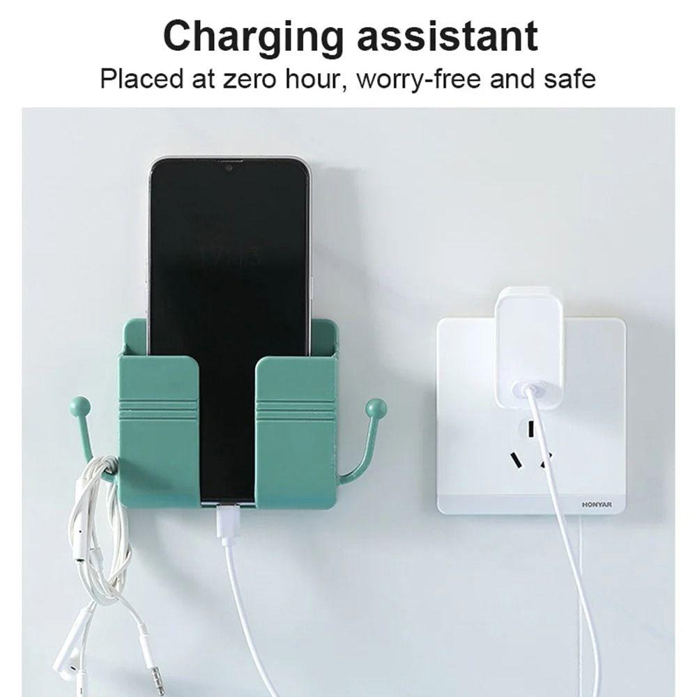 1Pcs Mobile Phone Plug Wall Mounted Storage Box Wall Holders Phone Charging Holder Rack